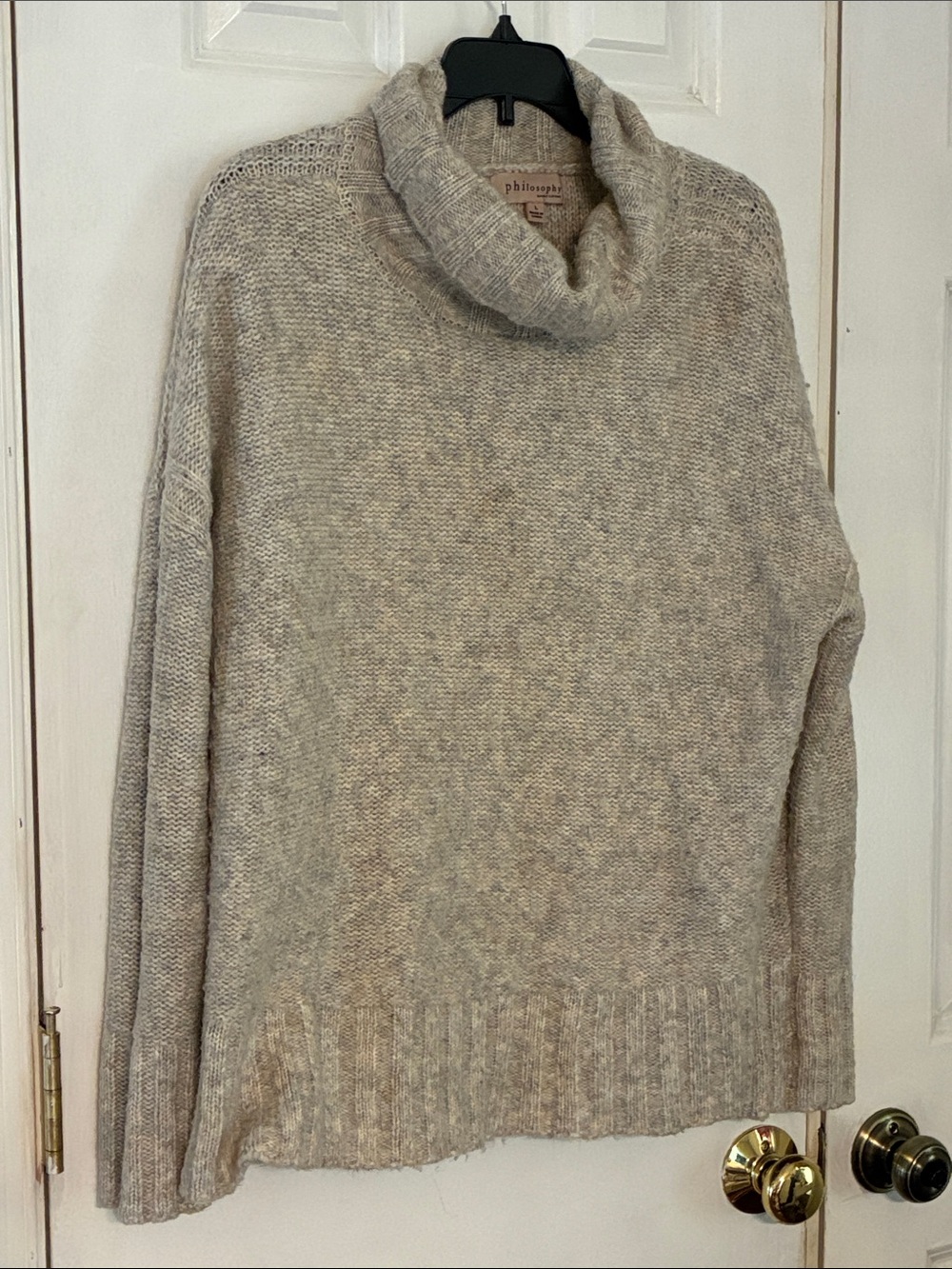 Philosophy oatmeal cowl neck sweater